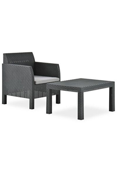vidaxl Set mobilier de gradina cu perne, 2 piese, antracit, PP ratan