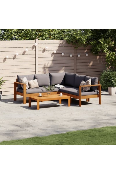 vidaxl Set canapele de gradina cu perne, 4 piese, lemn masiv de acacia