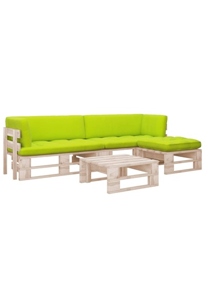 vidaxl Pallet furniture set with cushions, 4 pieces, treated pine wood