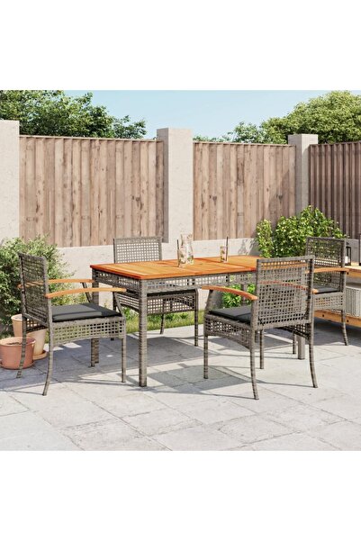 vidaxl Set mobilier de gradina cu perne, 5 piese, gri, poliratan