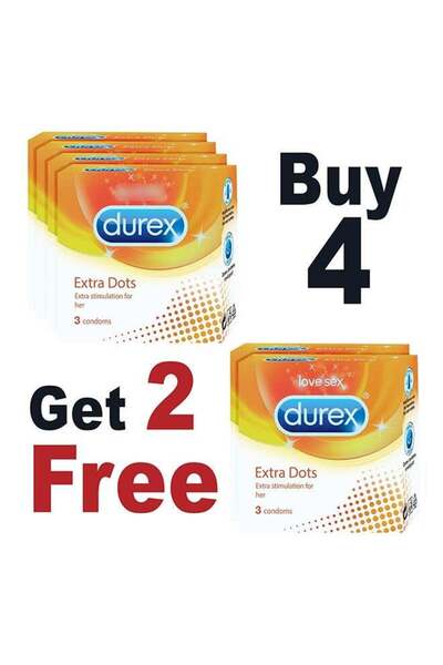 Durex Play عبوة ديوركس تحتوي على 6 واقيات ذكرية إكسترا دوتس