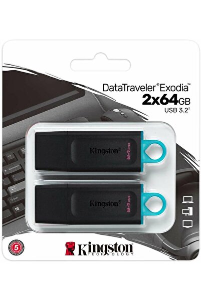 Kingston فلاش درايف DataTraveler Exodia بسعة 64 جيجابايت USB 3.2 - عبوة من قط...