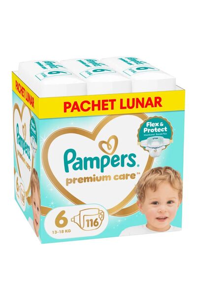Pampers Premium Care Diapers Size 6 for 13-18 kg, 116 pieces,