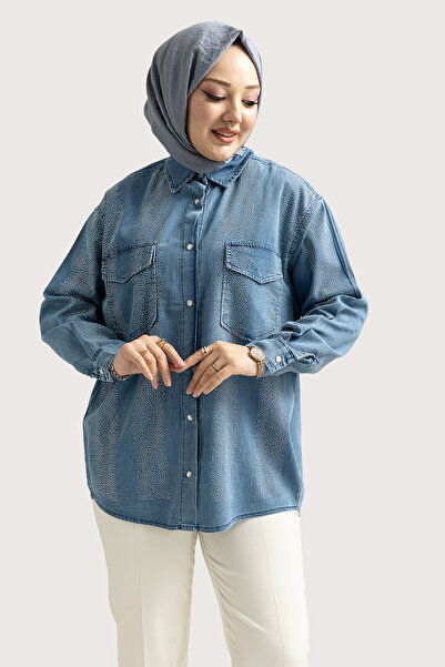 Suede Style 5820 - Cămașă de damă elegantă, confortabilă, subțire, din denim,...
