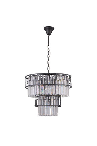 Italux FILIP PND-43493-7A Candelabru Glamour cu Cristale Negre, Lampă suspend...