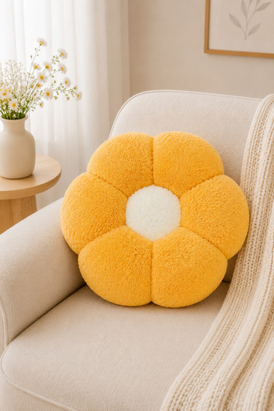 Pabtex Modern Tarzda Peluş Dekoratif Papatya Yastık – 40 cm Konforlu Kullanım