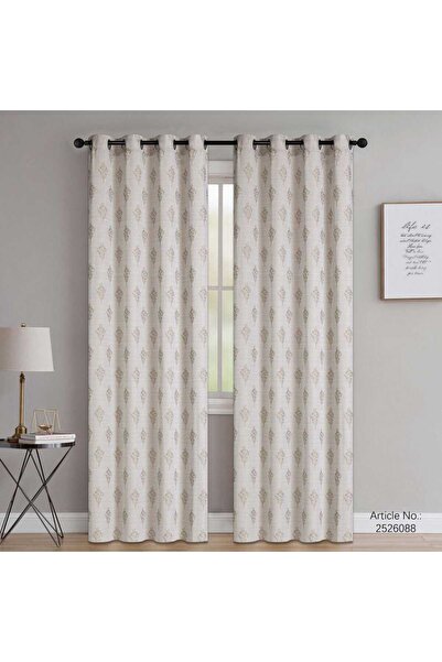 MAPLE LEAF Window Curtain, 140 x 260 cm, Jacquard Taupe