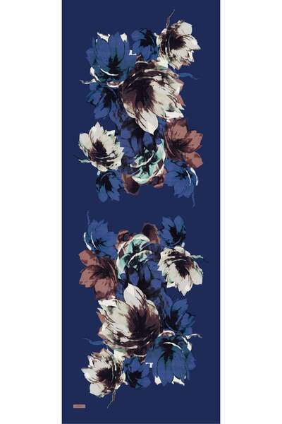 ipekevi Uyanış Pattern Tencel Shawl 02296-Jeans Blue
