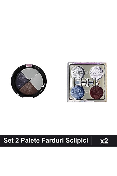 Makeup Set 2 Palete Farduri Quiz și Scanlon, Nr.452 și Nr.1, Fard Ochi cu Scl...
