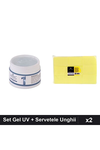 Makeup Set 2 Gel Constructie UV LED FSM 15g Transparent + 900 Servetele Unghii