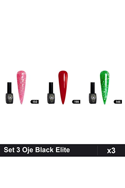 Makeup Set 3 Oje Semipermanente Black Elite 8ml, Nuante 150 198 146, Global F...