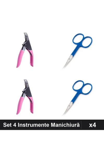 Makeup Set 4 Instrumente Manichiură Profesională, 2x Clește Ghilotină Roz + 2...