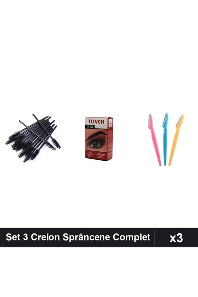 Makeup Set 3 Creion Sprâncene cu Periuțe Stilizare și Lame Facial, Nuanță 3.5