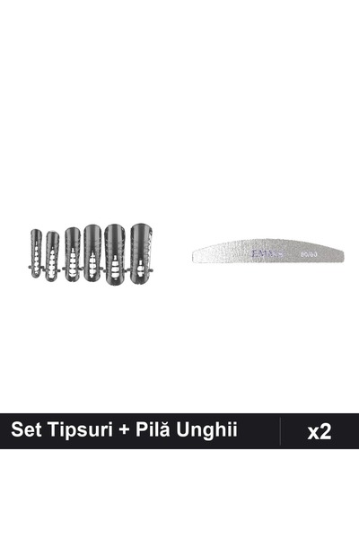 Makeup Set 2 Îngrijire Unghii - 120 Tipsuri Reutilizabile Nr.23 + Pilă Emma 8...