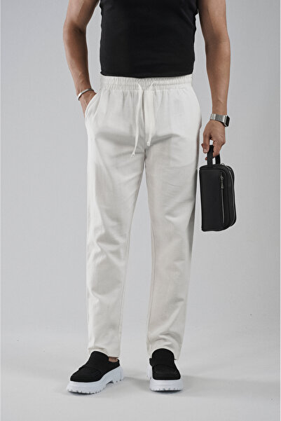 Butik Trend Biz Regular Fit Elastic Cotton Linen Trousers