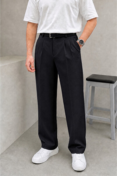 BM BALANCEMODA Erkek Baggy kalıp, esnek-dökümlü, pile detaylı, geniş kumaş pa...