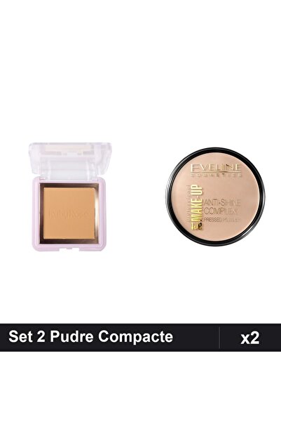 Makeup Set of 2 Compact Powders Ruby Rose & Eveline Cosmetics, Anti-Shine Com...