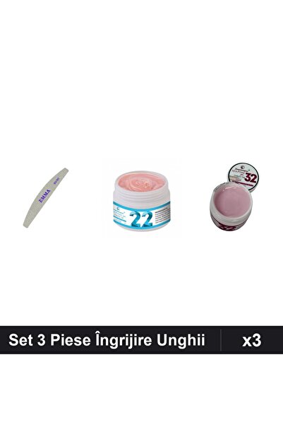 Makeup Set 3 Piese Îngrijire Unghii - Pila EMMA 100/120 + 2x Gel Constructie ...