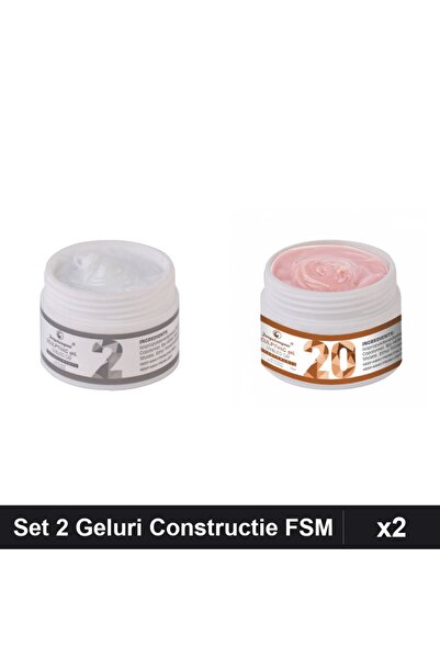 Makeup Set 2 Geluri Constructie UV LED FSM 15g, Nuante 02 20, Builder Gel Pro...