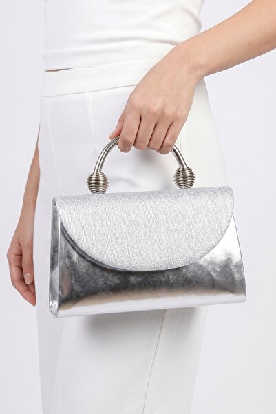 LuviShoes Gisella Silver Striped Women's Evening Dress Bag