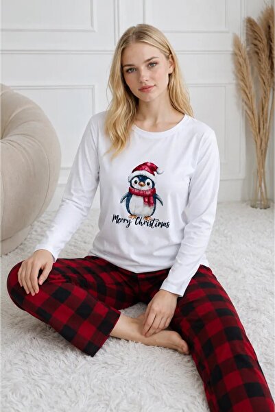 Cool & Sexy طقم بيجامة نسائية بأكمام طويلة مطبوعة من Penguin