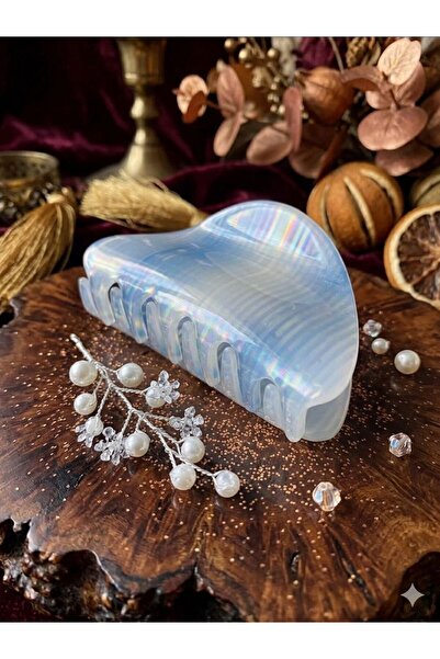 LUXENYA DESİGN Large Size Transparent Striped Bone Clip Strong Grip Hair Clip...