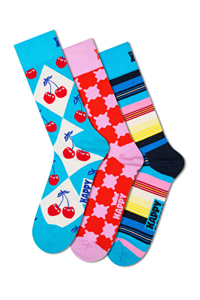 Derimod Happy Socks Γυναικείες κάλτσες με πολύχρωμα σχέδια από βαμβάκι, σετ 3...