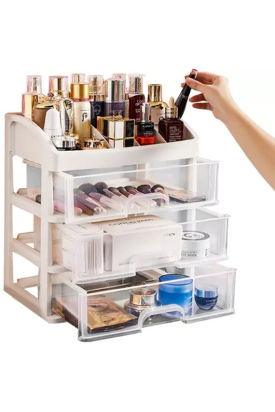 Soulima Cosmetic Organizer Soulima, 3 Transparent Drawers, 6 Compartments, Wh...