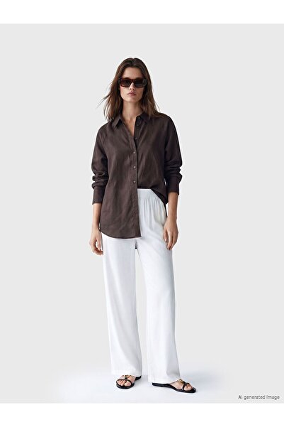 LC Waikiki بنطال نسائي واسع الساق بخصر مطاطي من LCW Modest