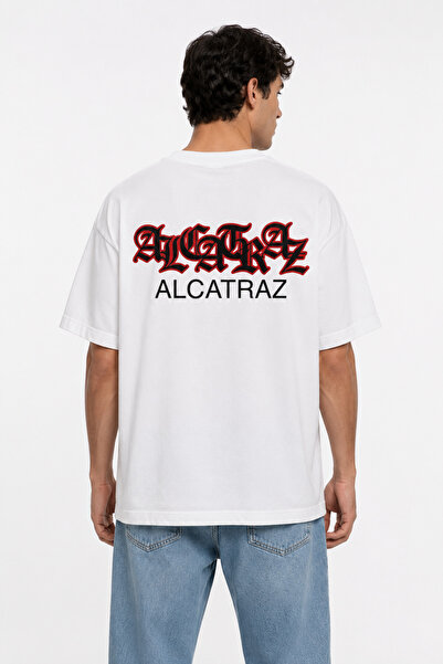 Compostela Unisex Women's Men's Front and Back Alcatraz Text Printed Oversize...