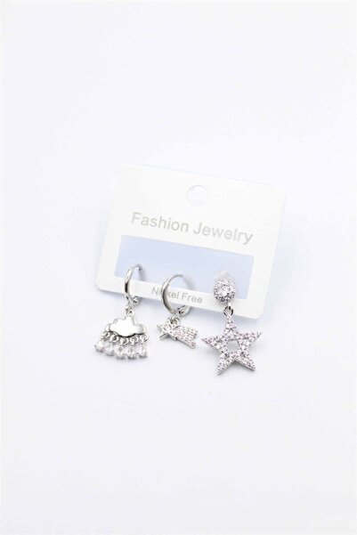 atastore2017 3-Piece Star Earrings - Silver