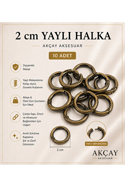Akçay Aksesuar 10 قطع حلقات معدنية زنبركية - القطر: 2 سم