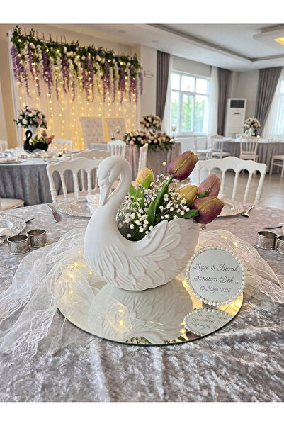 Decorius Dekoratif Kuğ Düğün&Nikah&Kına Masa Süsü