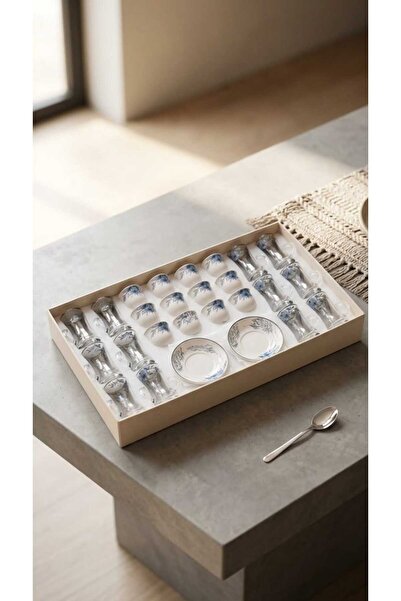 Generic A luxurious hospitality set – coffee cups and tea glasses with elegan...