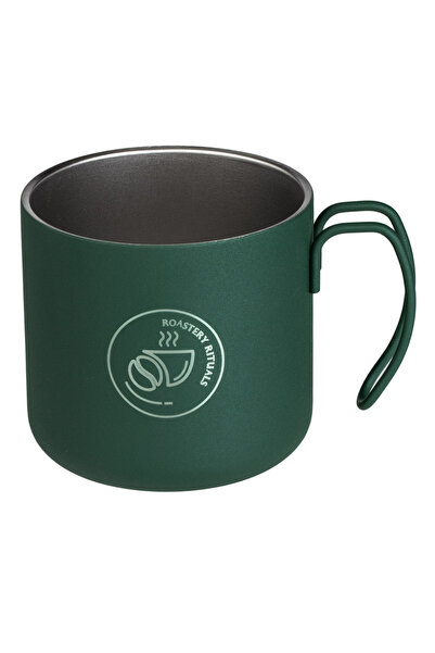 Zumzeria Matte Green Metal Mug with "Roastery rituals" Print 350ml