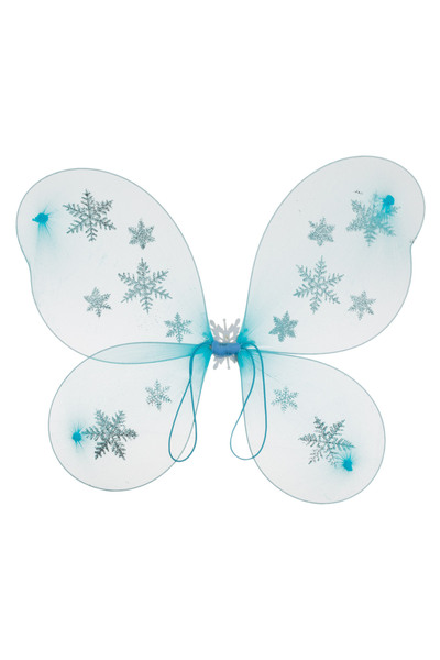 Zumzeria Blue Butterfly Disguise Wings with Silver Glitter Snowflakes 47x38cm