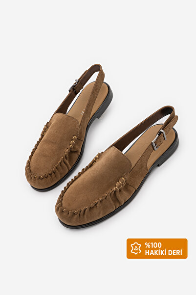 Marjin Women's Genuine Leather Closed Front, Crossed Back, Drawstring Loafer ...