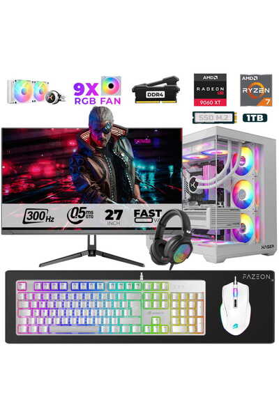 XASER Star X140 Ryzen 7 5700X 16GB Ram 1TB M.2 NVMe SSD 16GB RX9060XT 27" 300...