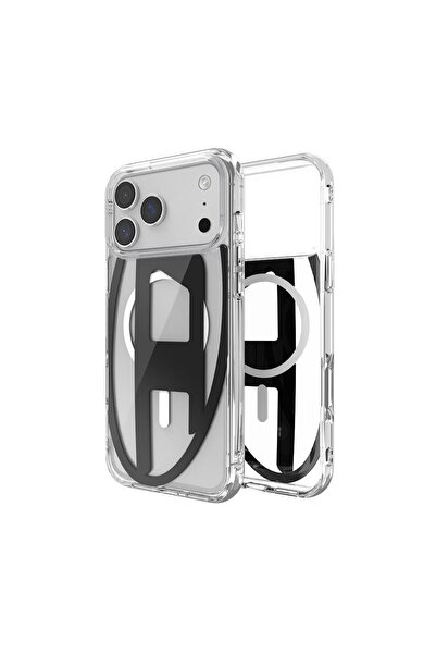 Diesel iPhone 17 Pro Max Uyumlu Magsafe Destekli Oval D Metalik Kılıf - Siyah