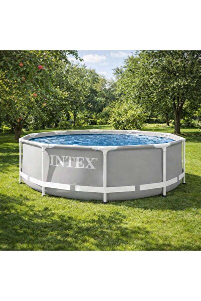 Intex Round Pool 366x76cm with Metal Frame, Grey Color