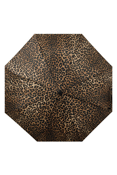 Zumzeria Umbrelă pliabilă manuală bej cu imprimeu animalier 25cm