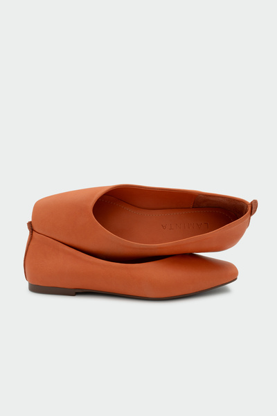 LAMİNTA Caddy Genuine Leather Flat Women's Orange Classic Ballerinas