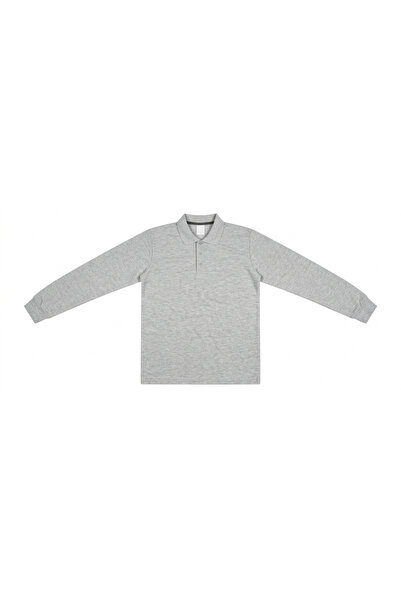 PandaForma Gray Unisex Polo Collar Long Sleeve T-Shirt Basic, Work, School Wear