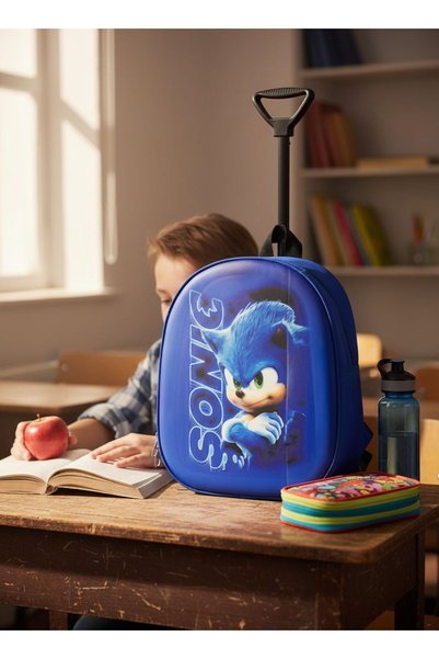 GİYU SHOP Kirpi Sonic Anaokulu Kreş Çekçekli 3d Baskılı 2-6 Yaş Tekerli Seyah...