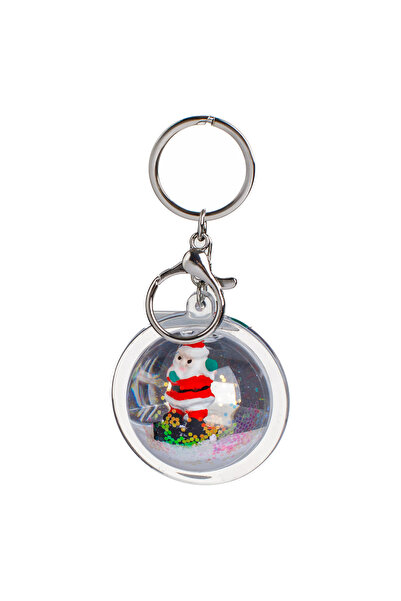 Zumzeria Christmas Keychain Snow Globe with Santa Claus & White Liquid Ø5.5cm