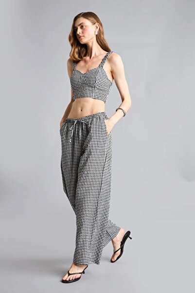 DeFacto Straight Fit Double Pockets Elastic Waist Standard Size Modal Trouser...