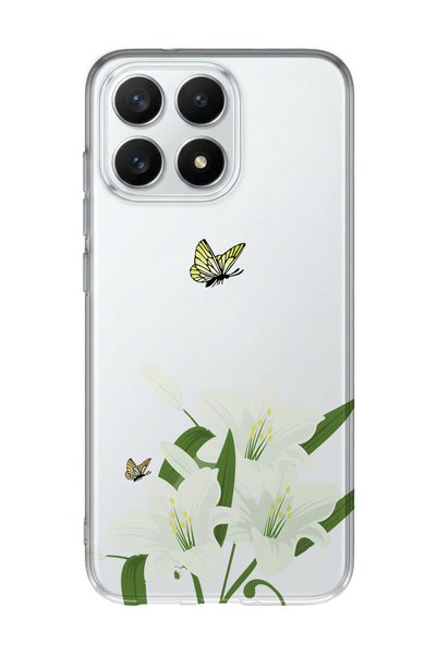 FLAMENKO حافظة هاتف شفافة بنمط زهرة الزنبق الأبيض متوافقة مع هاتف Xiaomi 17