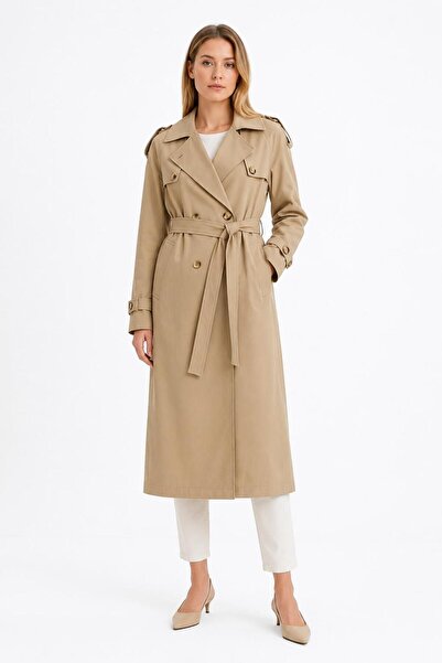 Armine TREND Double-Breasted, Buttoned, Waist-Belted, Beige, 25Kt720