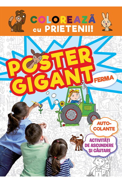 Editura Prestige Giant Farm Poster - Hide and Seek Coloring Activity, 21x29.5...