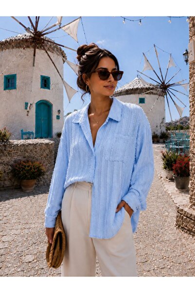 SU SHE New Season a Pile Single Pocket Tulle Modal Women's Shirt